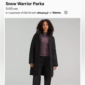 Lulu lemon Snow Warrior Parka